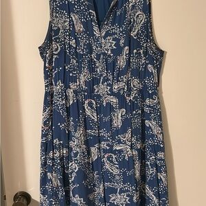 DR2 Navy and White Paisley Sleeveless Midi Dress